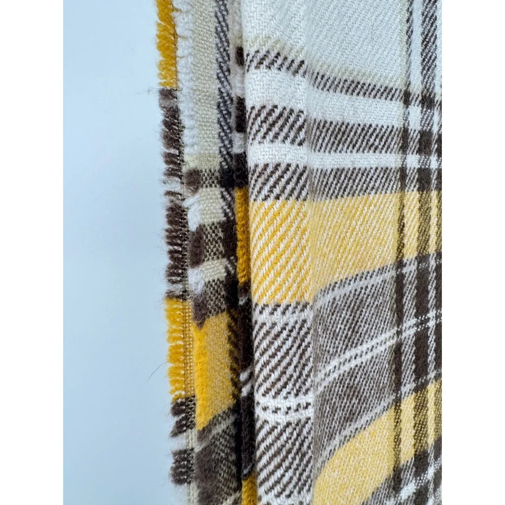 Pottery Barn Throw Blanket Plaid 50x60 with Fringe In Fall Colors Acrylic